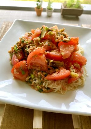 具だくさん！トマトとツナのさっぱり素麺-レシピのメイン写真