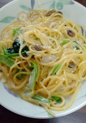 簡単小松菜しめじのクリームパスタ-レシピのメイン写真