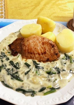 ホワイトソースのポークステーキ-レシピのメイン写真