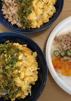 フライパン1つで！我が家の三色丼 親子丼-レシピのメイン写真