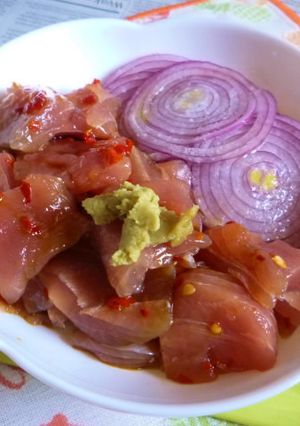 キハダマグロのヅケと紫玉ねぎのタパス-レシピのメイン写真