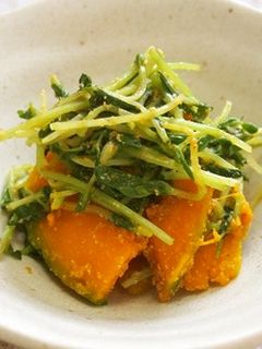 豆苗と南瓜のごま和え♪-レシピのメイン写真