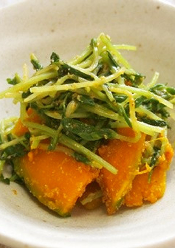 豆苗と南瓜のごま和え♪-レシピのメイン写真