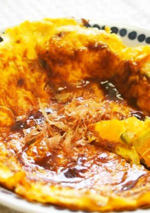 南瓜と玉ねぎのお好み焼き風卵焼き♪-レシピのメイン写真