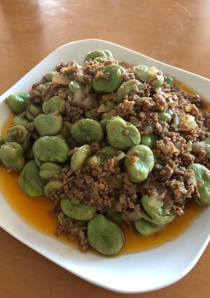 そら豆とミンチの炒め物-レシピのメイン写真