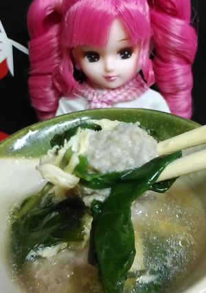 リカちゃん♡三つ葉卵肉団子汁(青じそ味)-レシピのメイン写真