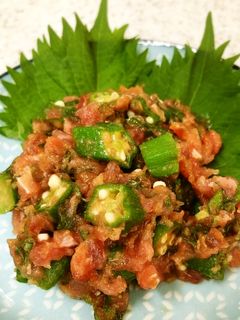 まぐろのたたきとオクラのわさび醤油和え-レシピのメイン写真