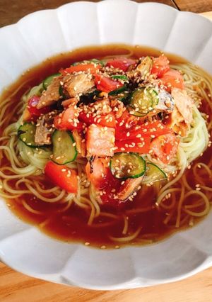 鯖味噌トマト素麺-レシピのメイン写真