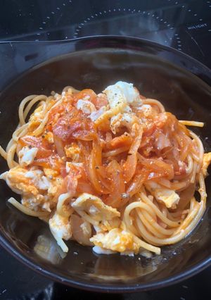 ベーコンエッグのパスタ-レシピのメイン写真