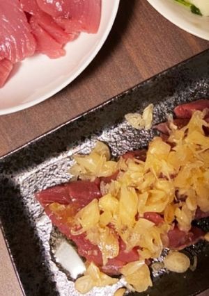 らっきょう簡単カルパッチョ☆カツオ刺身-レシピのメイン写真