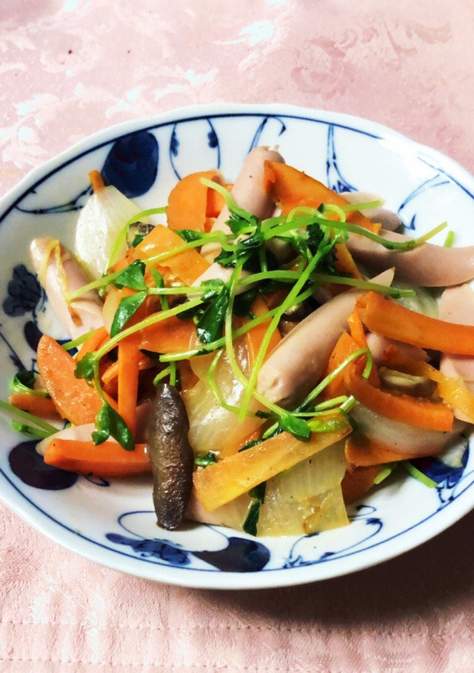 魚肉ソーセージと豆苗のヘルシー野菜炒め-レシピのメイン写真