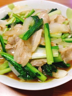 江戸菜と新玉ねぎのオイスター炒め-レシピのメイン写真