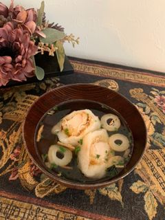 唐揚げ入り揚げ餅の雑煮-レシピのメイン写真