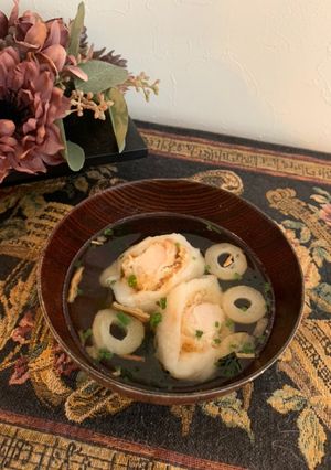 唐揚げ入り揚げ餅の雑煮-レシピのメイン写真