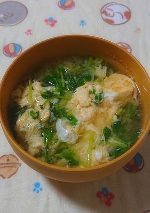 豆苗とたまごの味噌汁-レシピのメイン写真