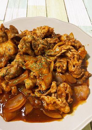 簡単・時短！豚コマハヤシライスソース風-レシピのメイン写真