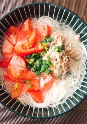 トマトとさば缶の白だしそうめん-レシピのメイン写真