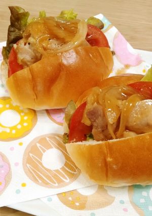 【学校給食】照り焼きチキンバーガー-レシピのメイン写真
