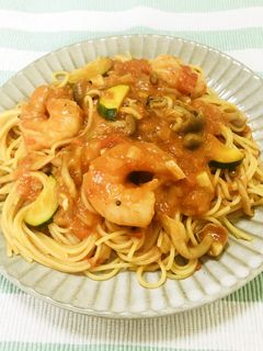 ぷりぷり海老のトマトクリームパスタ-レシピのメイン写真