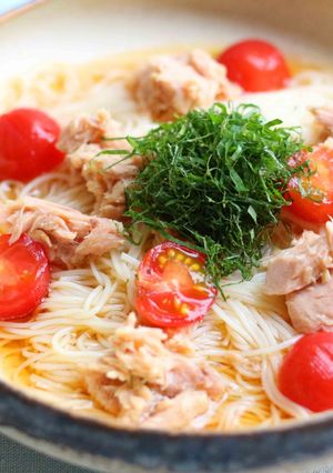 トマトとツナのだし酢そうめん-レシピのメイン写真