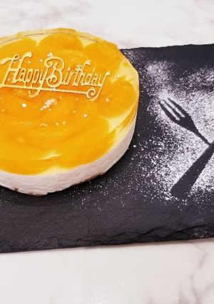 みかんの缶詰で！2層レアチーズケーキ☆*-レシピのメイン写真