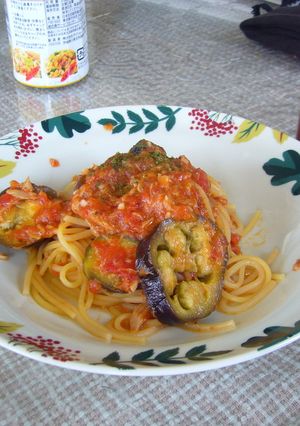 ナスのトマトパスタ-レシピのメイン写真
