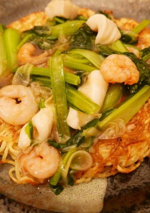 小松菜とシーフードのあんかけ焼きそば-レシピのメイン写真
