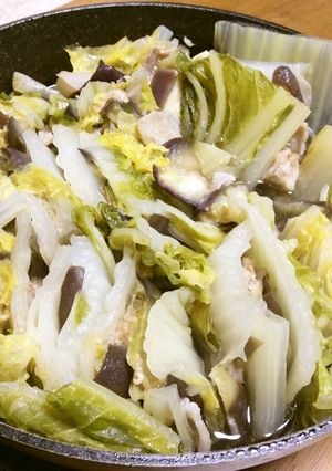 鍋(白菜・ナス・豚バラ・ちびフライパン)-レシピのメイン写真