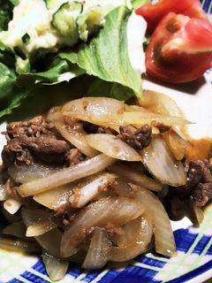 甘辛!!!牛肉と玉ねぎの甘辛炒め!-レシピのメイン写真