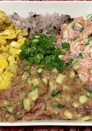 鮪とサーモンの3色丼-レシピのメイン写真