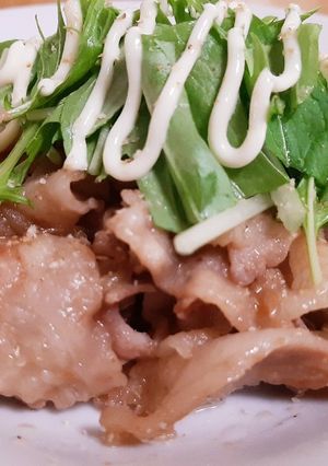 さっぱり♬豚肉と水菜のしょうがポン酢炒め-レシピのメイン写真