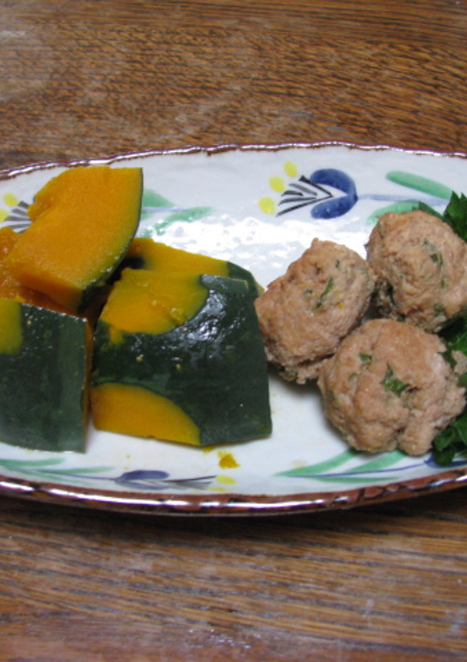 あっさりしそ入りつくねとかぼちゃの煮物-レシピのメイン写真