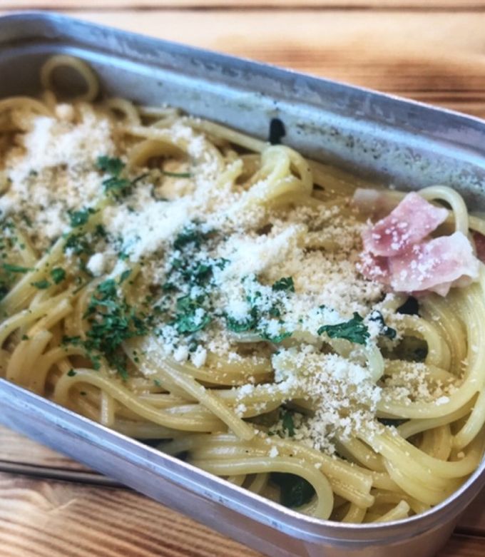 キャンプ飯　メスティン　クリームパスタ-レシピのメイン写真