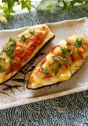 トースターで！なすのキムチチーズボート-レシピのメイン写真