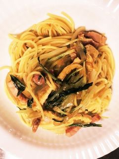簡単 水菜とお揚げの和風パスタ-レシピのメイン写真
