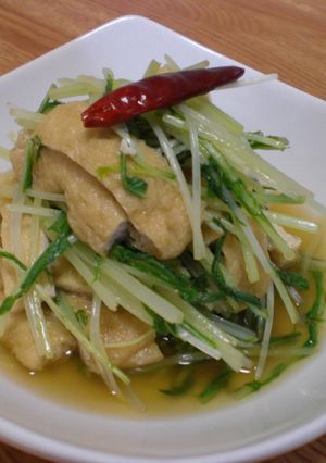 レンジで1分！あげと水菜の煮びたし-レシピのメイン写真