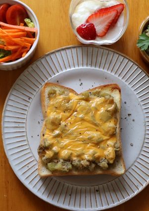 朝ごはんに！ナスとツナのチーズトースト-レシピのメイン写真