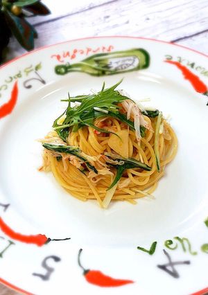 カニカマと水菜の和風スパゲッティ-レシピのメイン写真