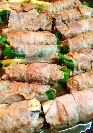 簡単☆豚肉のナスとピーマン巻！-レシピのメイン写真