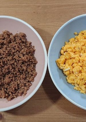 簡単☆合挽き肉の二色そぼろ！-レシピのメイン写真