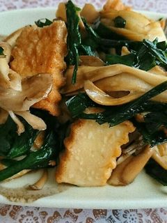 厚揚げとにらと舞茸の甘辛にんにく炒め-レシピのメイン写真