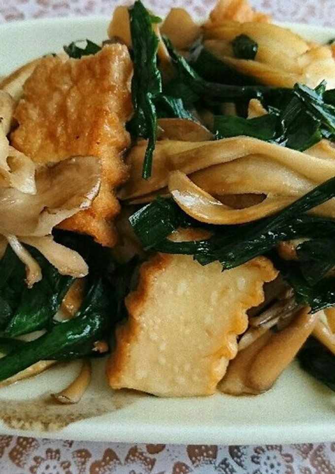 厚揚げとにらと舞茸の甘辛にんにく炒め-レシピのメイン写真