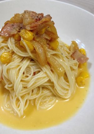 そうめんで冷製カルボナーラ-レシピのメイン写真