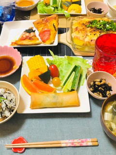 春巻きメインの夜ご飯・夕飯の献立です-レシピのメイン写真