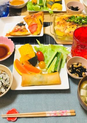 春巻きメインの夜ご飯・夕飯の献立です-レシピのメイン写真