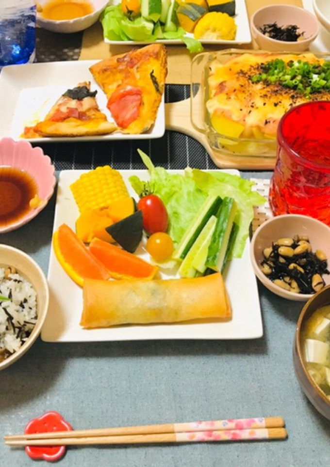 春巻きメインの夜ご飯・夕飯の献立です-レシピのメイン写真