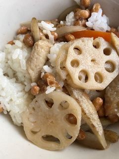 納豆とレンコンきんぴらのご飯-レシピのメイン写真
