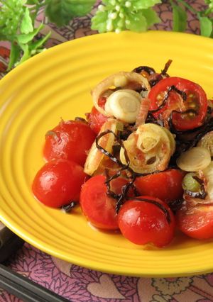 超簡単！ミニトマトとミョウガの塩昆布和え-レシピのメイン写真