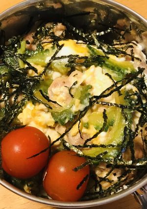 丼弁当●焼おにぎり飯のゴーヤチャンプル丼-レシピのメイン写真