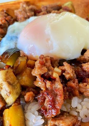 簡単!ナスの肉味噌炒め丼-レシピのメイン写真
